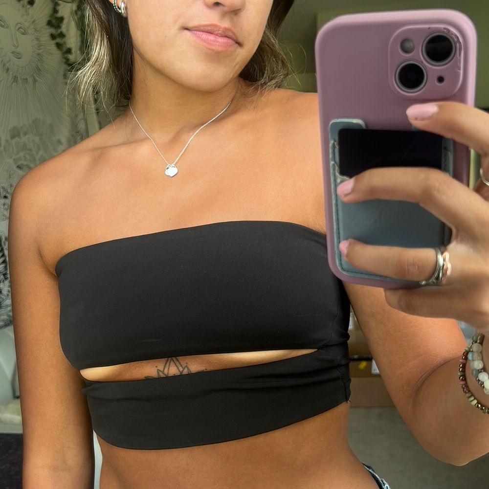 Black edikted strapless cutout top